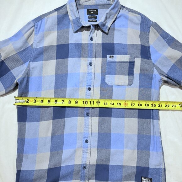 Quicksilver Men’s Flannel Shirt Large Blue/Gray Plaid 100% Cotton - Picture 6 of 9